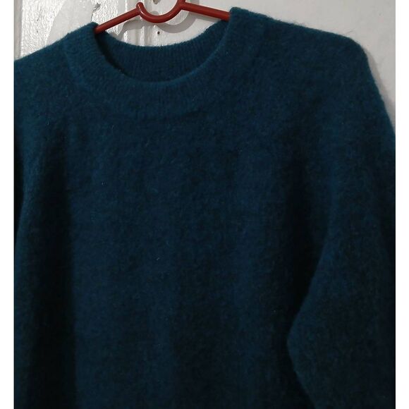 Ayr womens medium WOOL SUPERKID MOHAIR sweater turquoise blue pullover slouchy - Picture 4 of 9